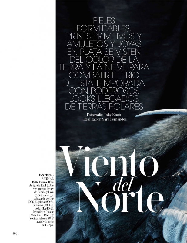 Bette Franke for Vogue Spain November 2014 photographer Toby Knott 