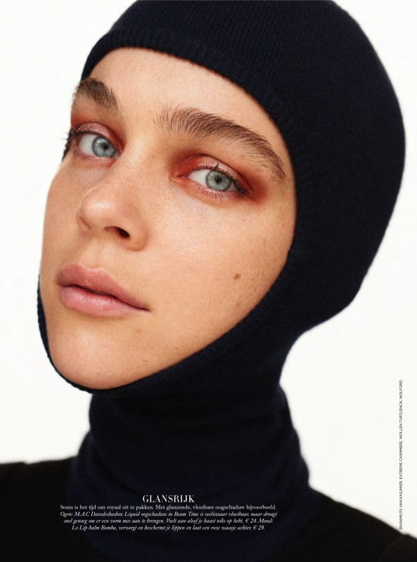 Warm and colorful Kim Noorda for beauty story Dutch Harpers Bazaar December 2018, Photographer Zoltan Tombor, Make-up Anita Jolles 