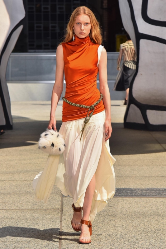 Demy de Vries in a lovely outfit for Monse Resort show 2020 in New York 