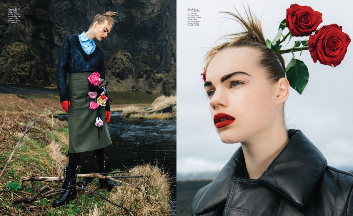 Very impressive story with Estella Boersma for Elle USA, shot at black beaches of beautiful Iceland, Photographer Cole Sprouse, Stylist Natasha Royt, Make-up Ciara O’Shea, Hair Mustafa Yanaz 