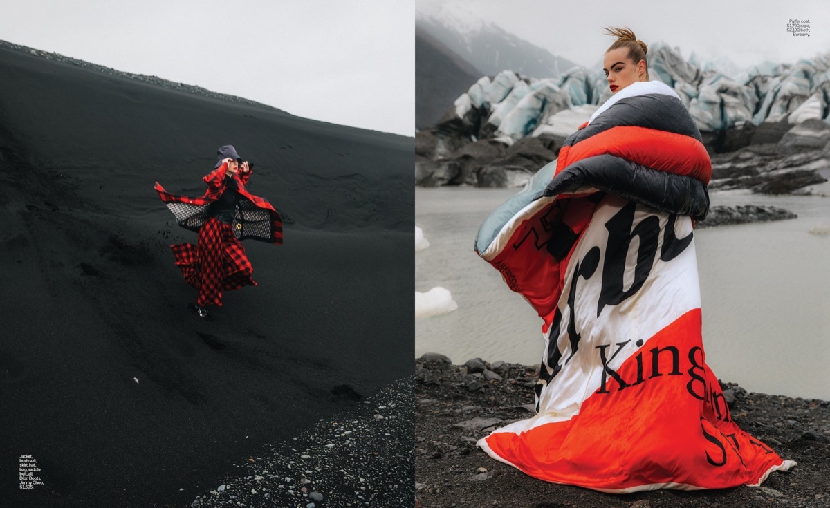 Very impressive story with Estella Boersma for Elle USA, shot at black beaches of beautiful Iceland, Photographer Cole Sprouse, Stylist Natasha Royt, Make-up Ciara O’Shea, Hair Mustafa Yanaz 