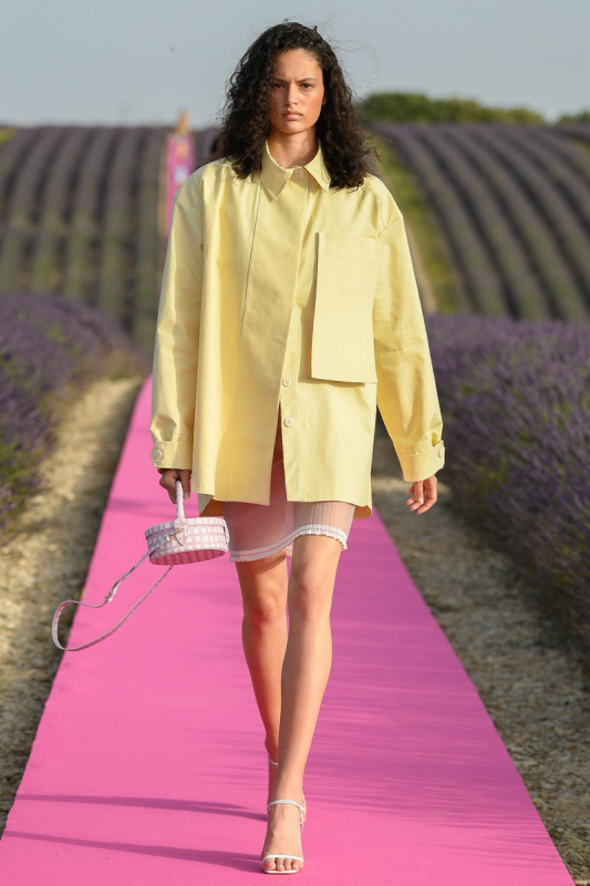 Nikki Vonsee walks in lavender fields the Jacquemus show for SS 2020 