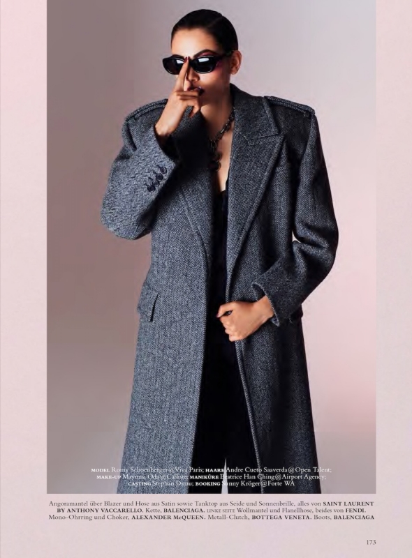 Romy Schönberger in nice masculine looks for Harpers Bazaar Germany, Photographer Johnny Kangasniemi, Stylist Kai Margrander, Make-up Mayumi Oda, Hair Andre Saaverda 