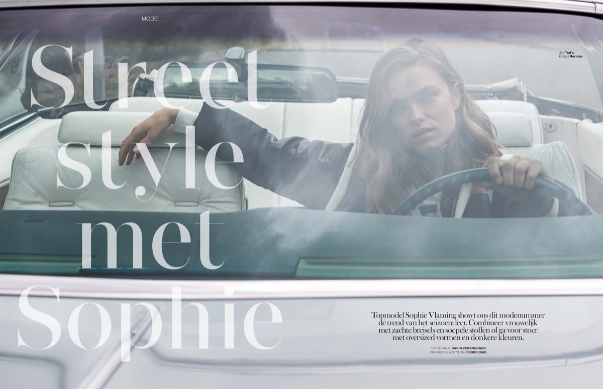 Cover Story for Elegance with luxury street style girl Sophie Vlaming, Photographer Carin Verbruggen, Stylist Pedro Dias, Hair and Make-up Maaike Beijer 