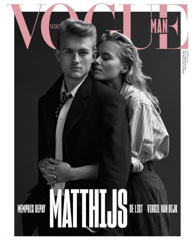 Super nice very personal cover story Annekee Molenaar and Matthijs de Ligt for Dutch Men Vogue, captured by Marc de Groot, Styled by Mr. van Heel, Hair by Siko van Berkel, Makeup/grooming by Siddharta 