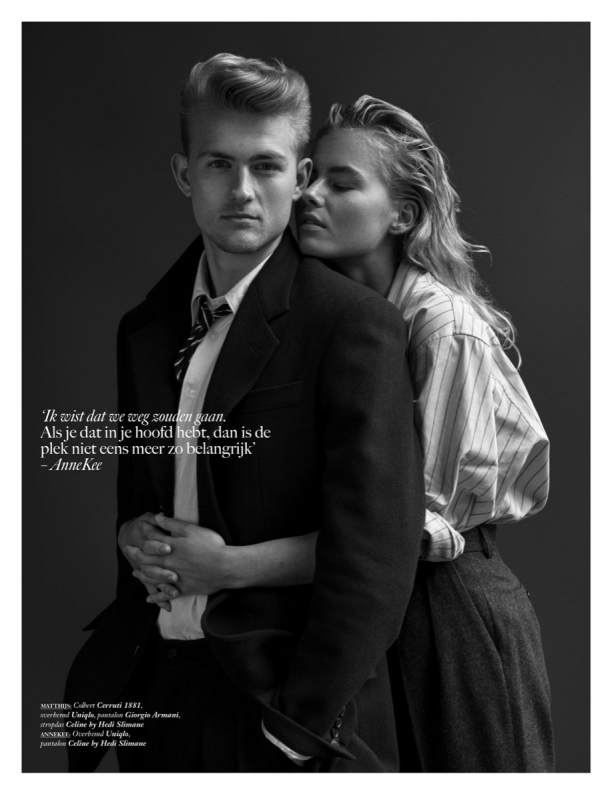 Super nice very personal cover story Annekee Molenaar and Matthijs de Ligt for Dutch Men Vogue, captured by Marc de Groot, Styled by Mr. van Heel, Hair by Siko van Berkel, Makeup/grooming by Siddharta 