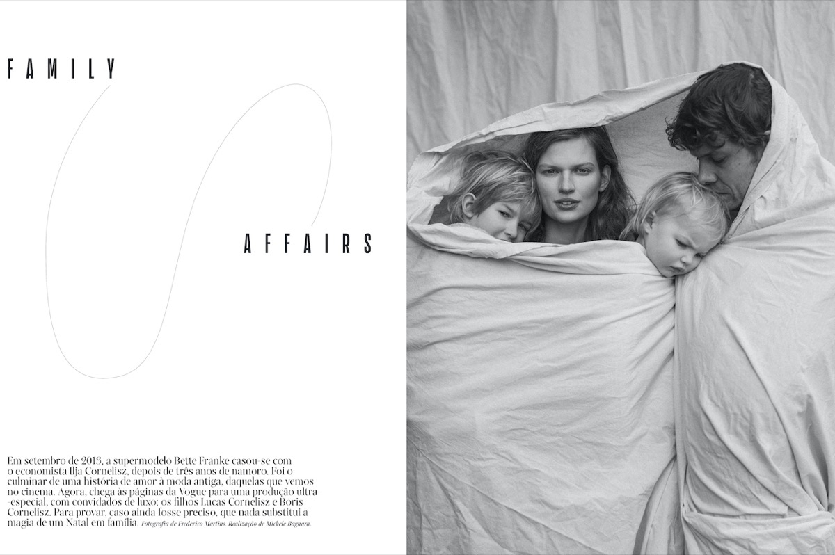 Beautiful intimate cover story for Bette Franke and her husband Ilja and lovely boys Boris and Lucas for Vogue Portugal, Photographer Frederico Martins, Stylist Michele Bagnara, Hair Rui Rocha, Makeup 