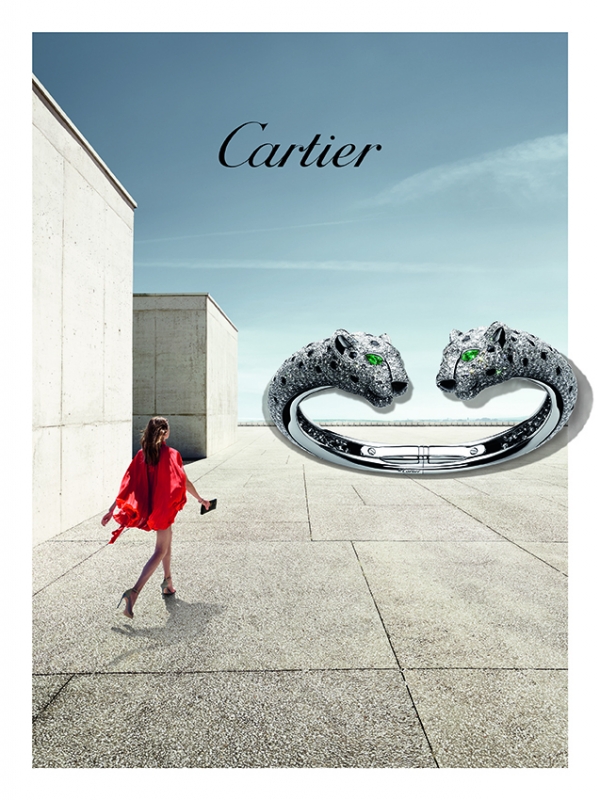 Bette Franke in a very impressive shoot for Cartier Jewelry and Parfum Campaign, captured by Vincent van de Wijngaard, Styled by Camille Bidault Waddington 